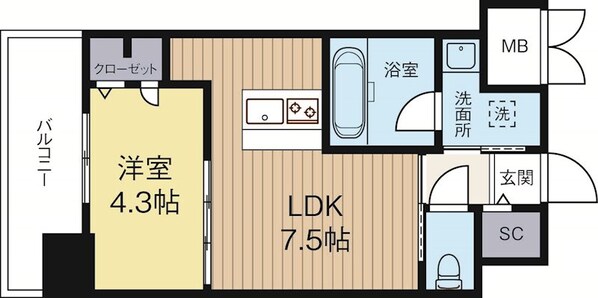 呉服町駅 徒歩15分 3階の物件間取画像